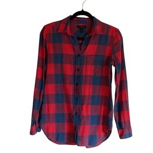 J. Crew Plaid Button Down, red and blue, size 00